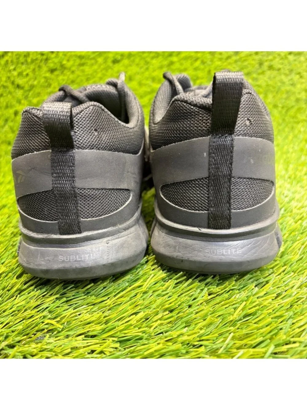 Reebok Sublite Cushion Mens Size 9.5W Black Gray Composite Toe Safety Work Shoes